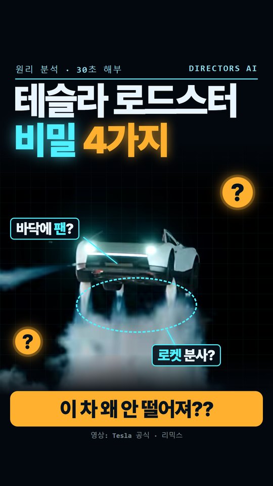 디렉터스AI 쇼츠 테슬라 로드스터 비밀 4가지 — 원리 분석 30초 해부 표지